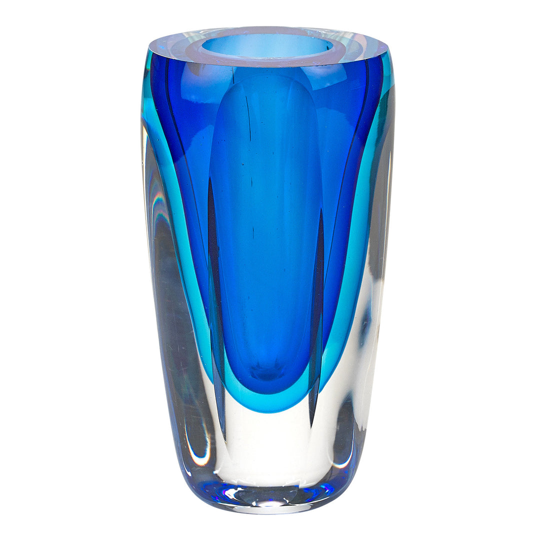 6 Mouth Blown Blue Art Glass Vase