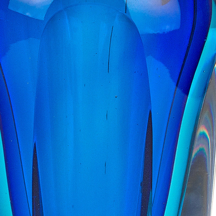 6 Mouth Blown Blue Art Glass Vase