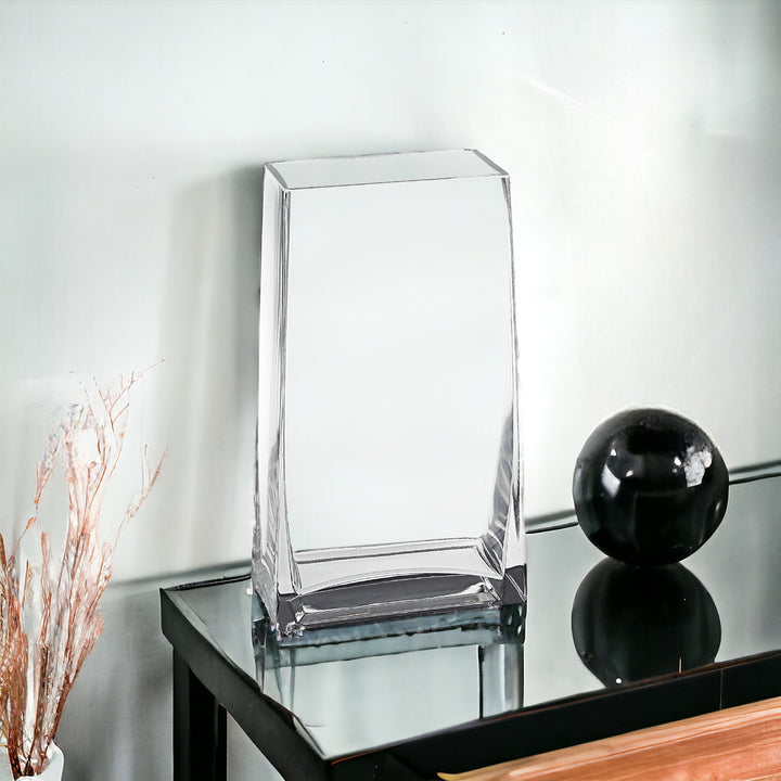 8" Crystal Glass Clear Rectangle Table Vase