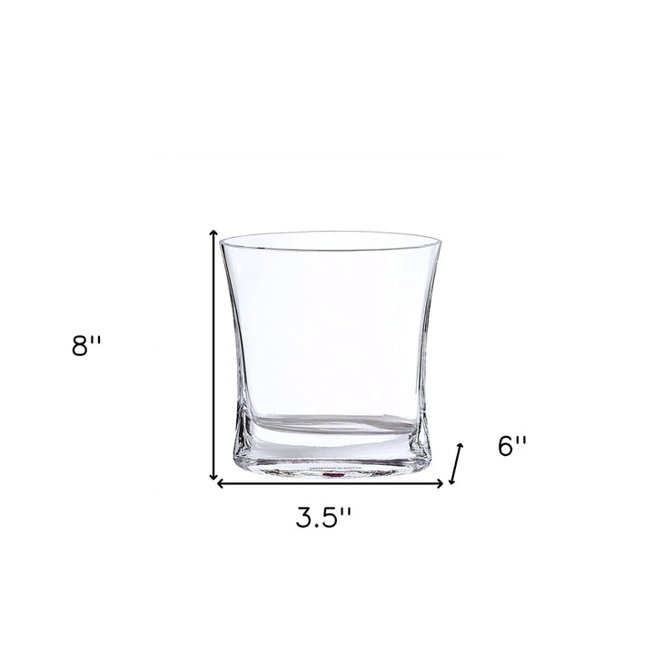 8" Clear Mouth Blown Crystal Pocket Table Vase