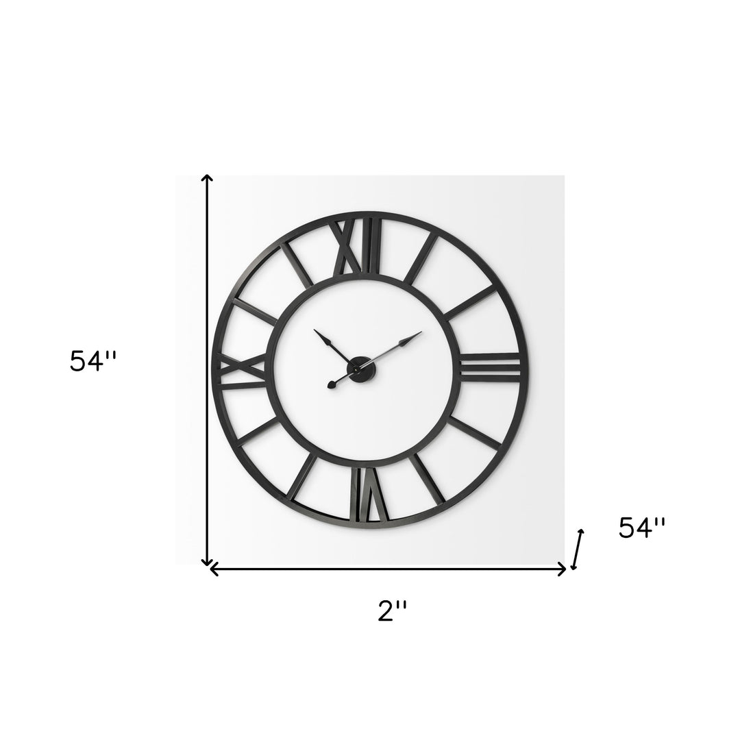 54" Round Xl Industrial Style Wall Clock With Open Face Desing