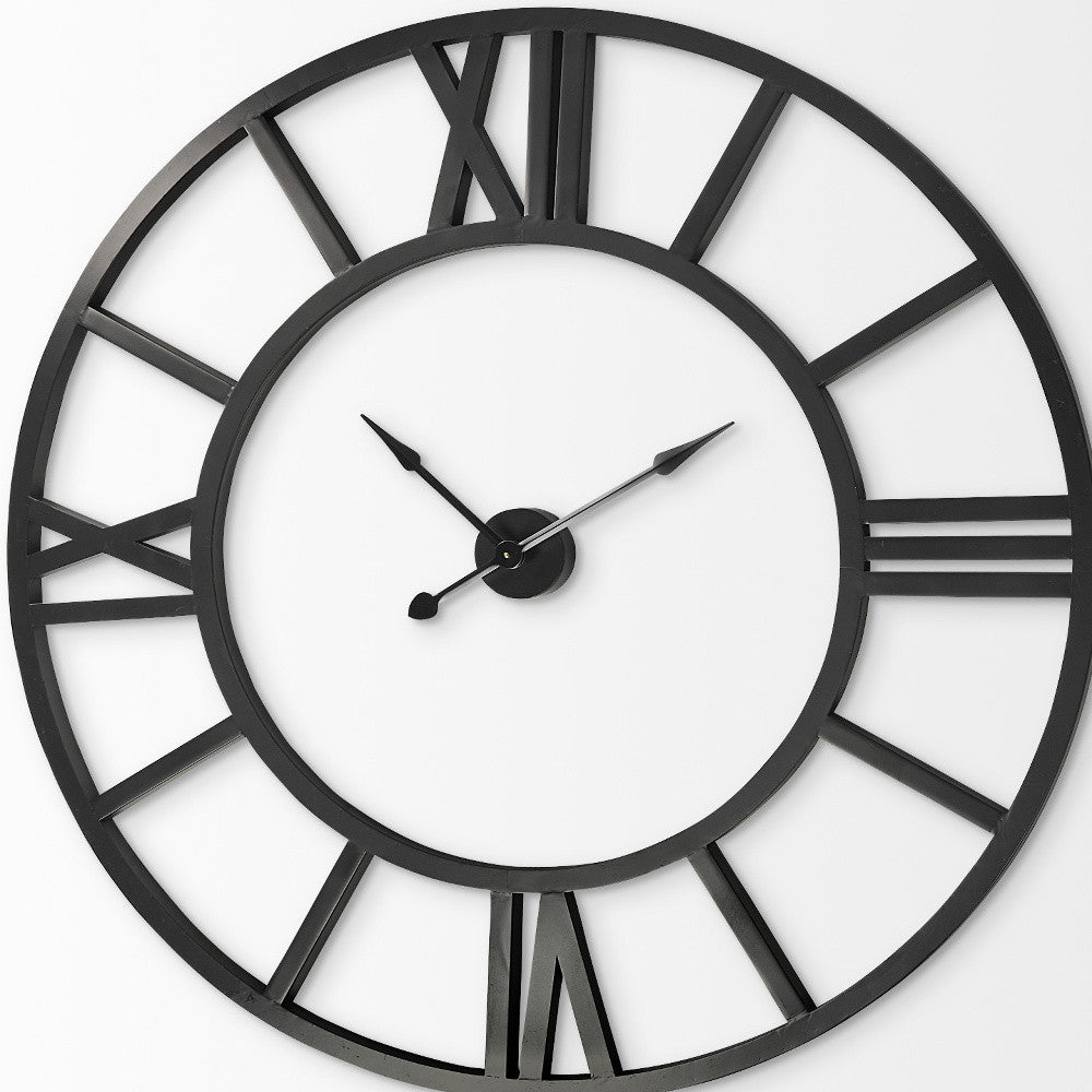 54" Round Xl Industrial Style Wall Clock With Open Face Desing