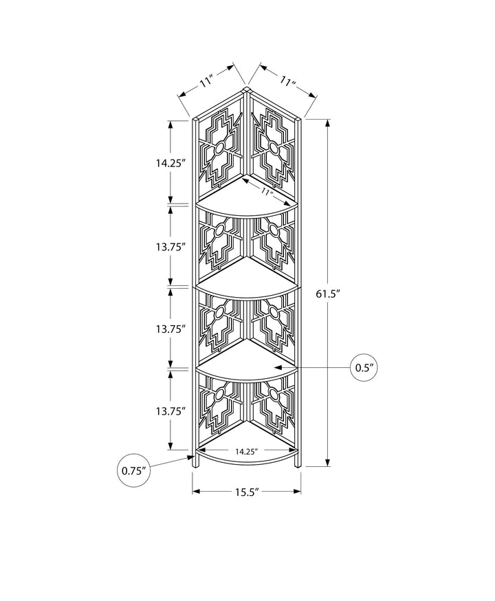 62" Dark Taupe Metal Corner Bookcase