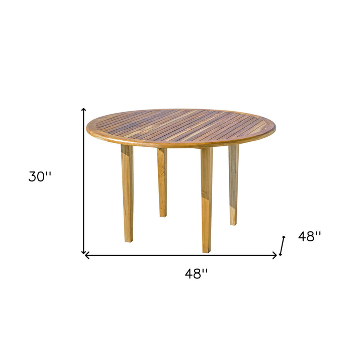 48" Natural Rounded Solid Wood Outdoor Dining Table