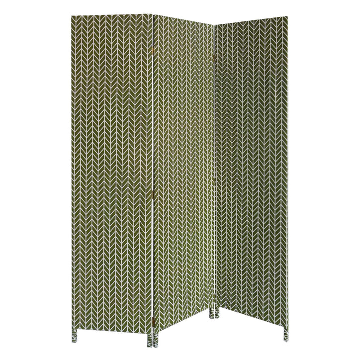 3 Panel Green Soft Fabric Finish Room Divider