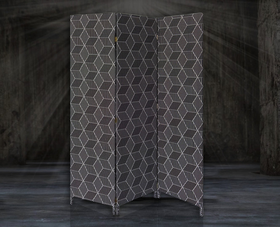 3 Panel Black Soft Fabric Finish Room Divider