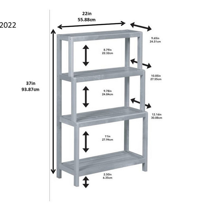 37" Espresso Solid Wood Four Tier Step Bookcase