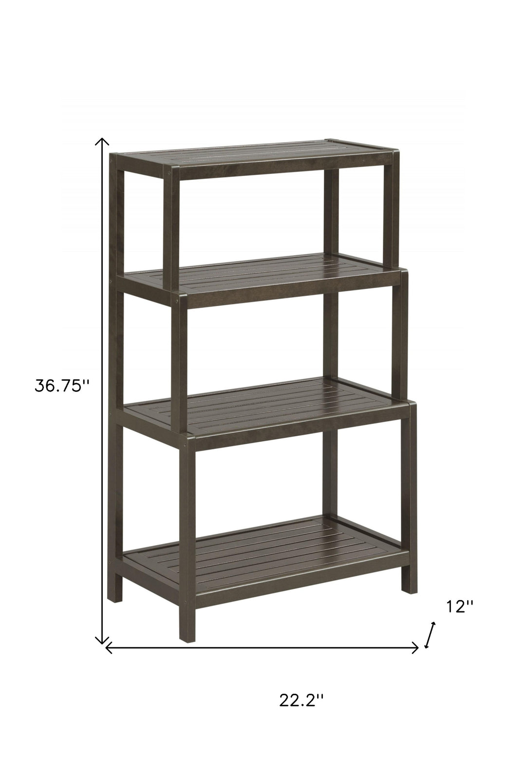 37" Espresso Solid Wood Four Tier Step Bookcase