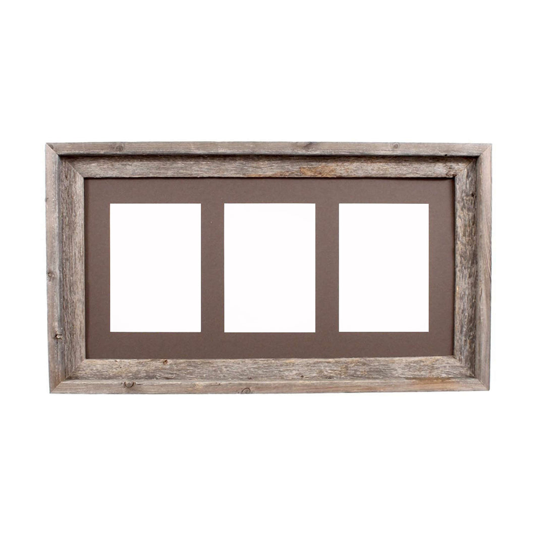 5X7 Natural Weathered Grey Three Photo Picture Frame