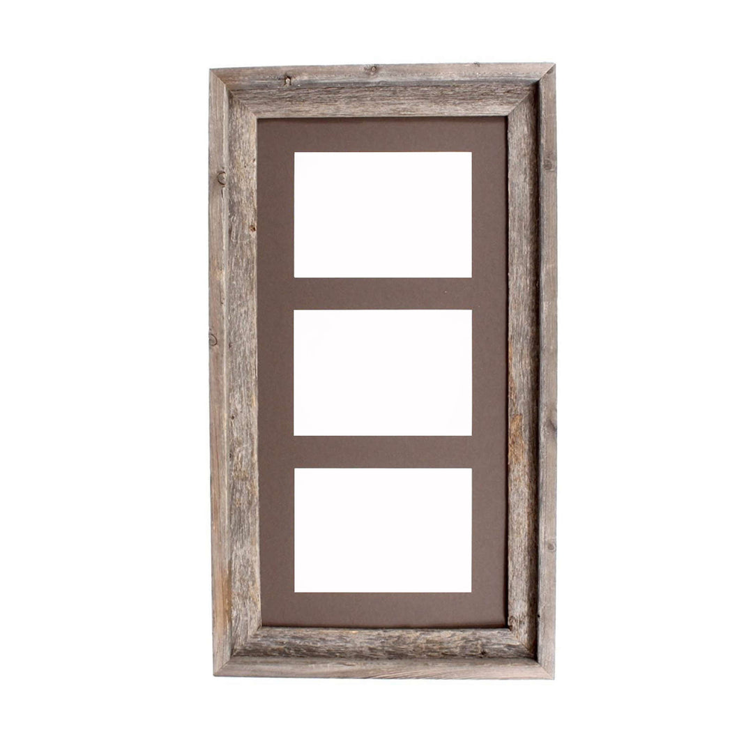 5X7 Natural Weathered Grey Three Photo Picture Frame