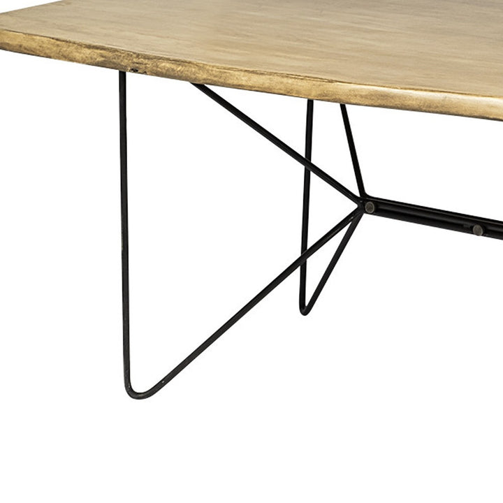 80" Brown And Black Solid Wood And Metal Dining Table