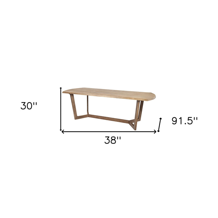 92" Natural And Brown Solid Wood Trestle Base Dining Table