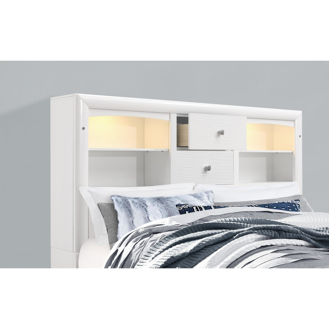 Solid Wood Queen White Eight Drawers Bed