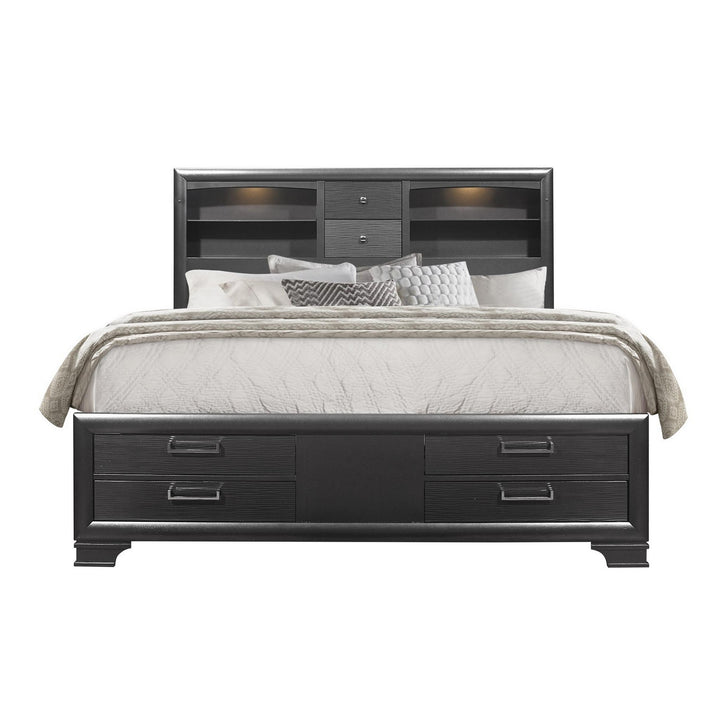 Solid Wood Full Gray Eight Drawers Bed