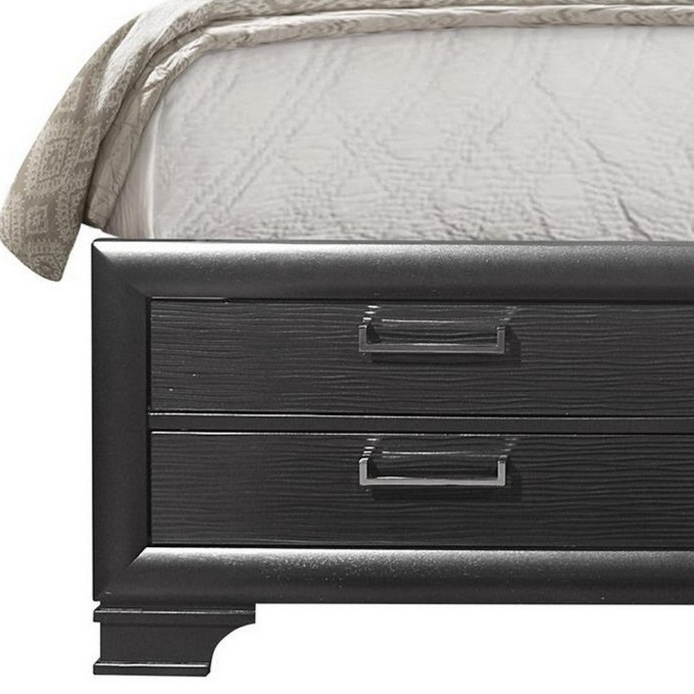 Solid Wood Full Gray Eight Drawers Bed