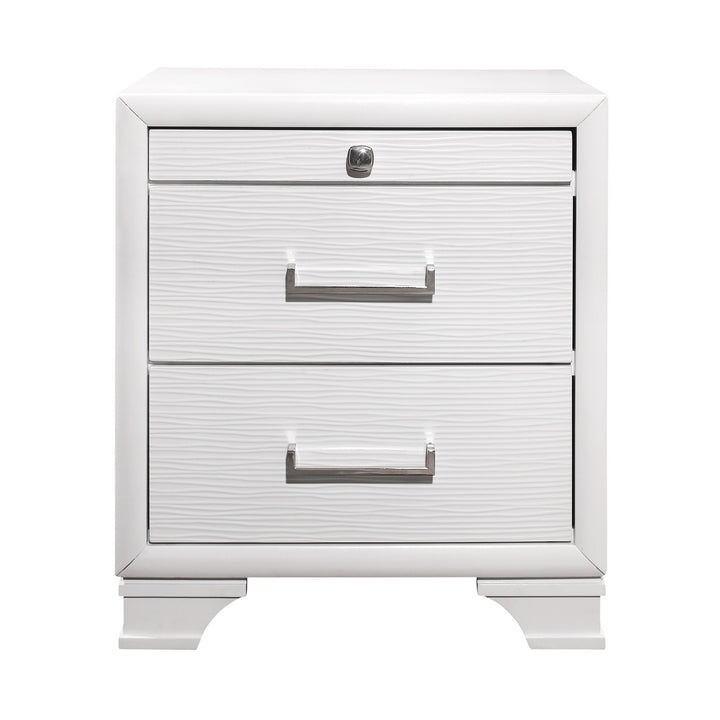 White Nightstand With 3 Drawers