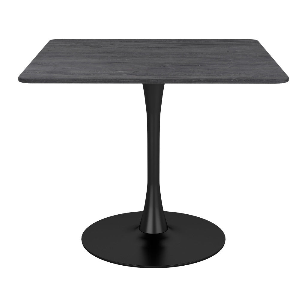 35" Black Square Steel Pedestal Base Dining Table