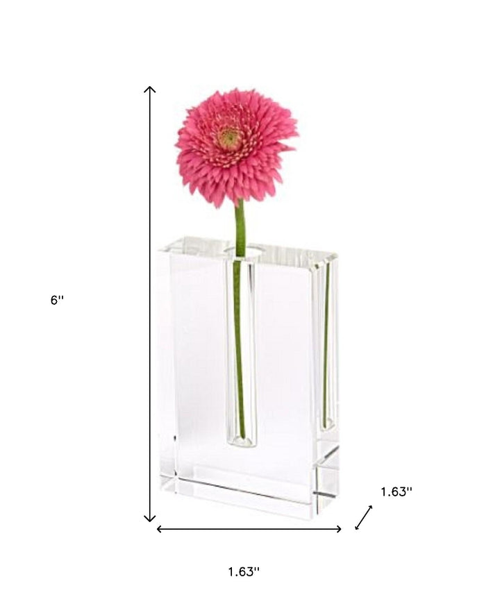 6" Clear Crystal Glass Square Table Vase