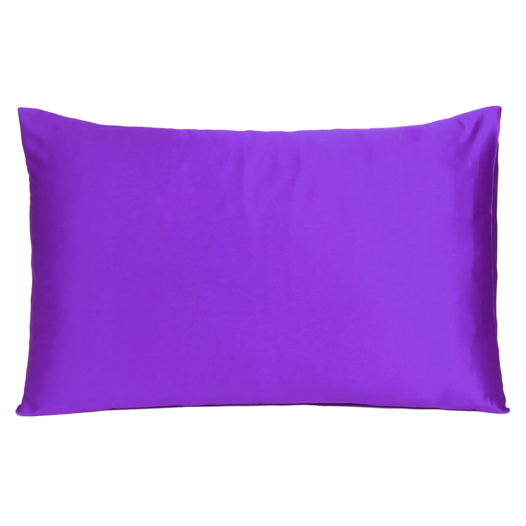 Bright Purple Dreamy Set Of 2 Silky Satin Standard Pillowcases