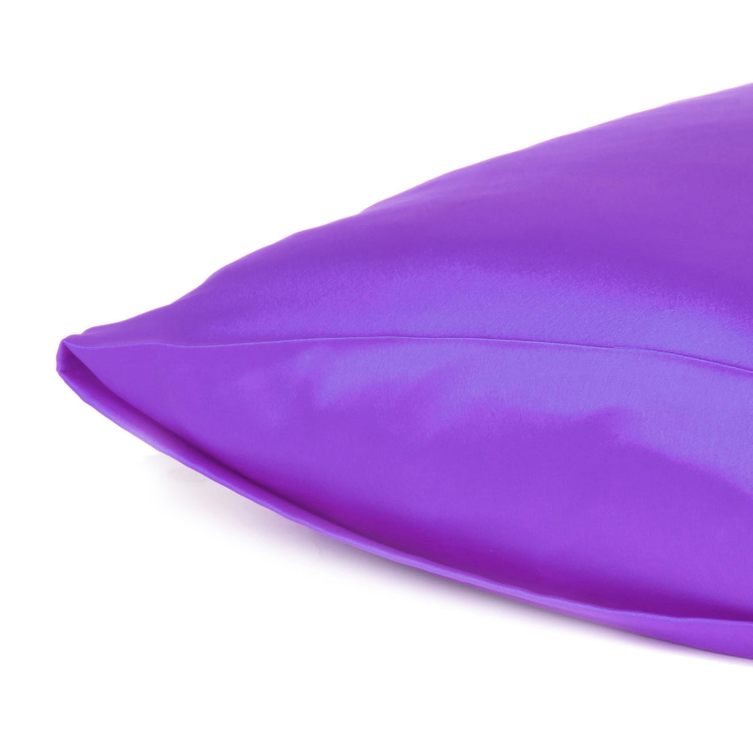 Bright Purple Dreamy Set Of 2 Silky Satin Standard Pillowcases