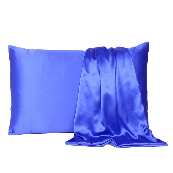 Royal Blue Dreamy Set Of 2 Silky Satin Standard Pillowcases