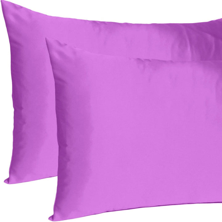 Purple Merlot Dreamy Set Of 2 Silky Satin Standard Pillowcases