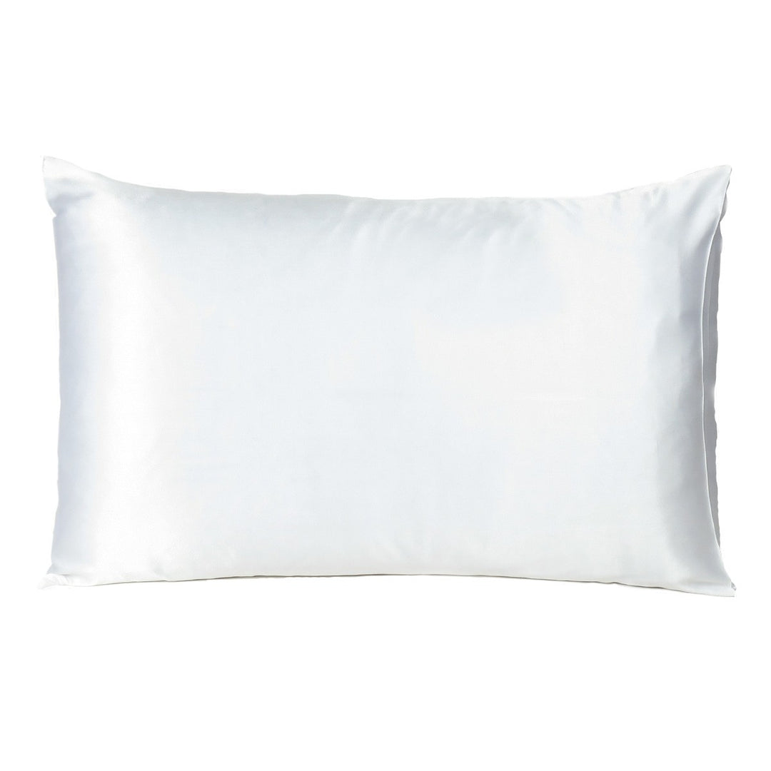 White Dreamy Set Of 2 Silky Satin Standard Pillowcases