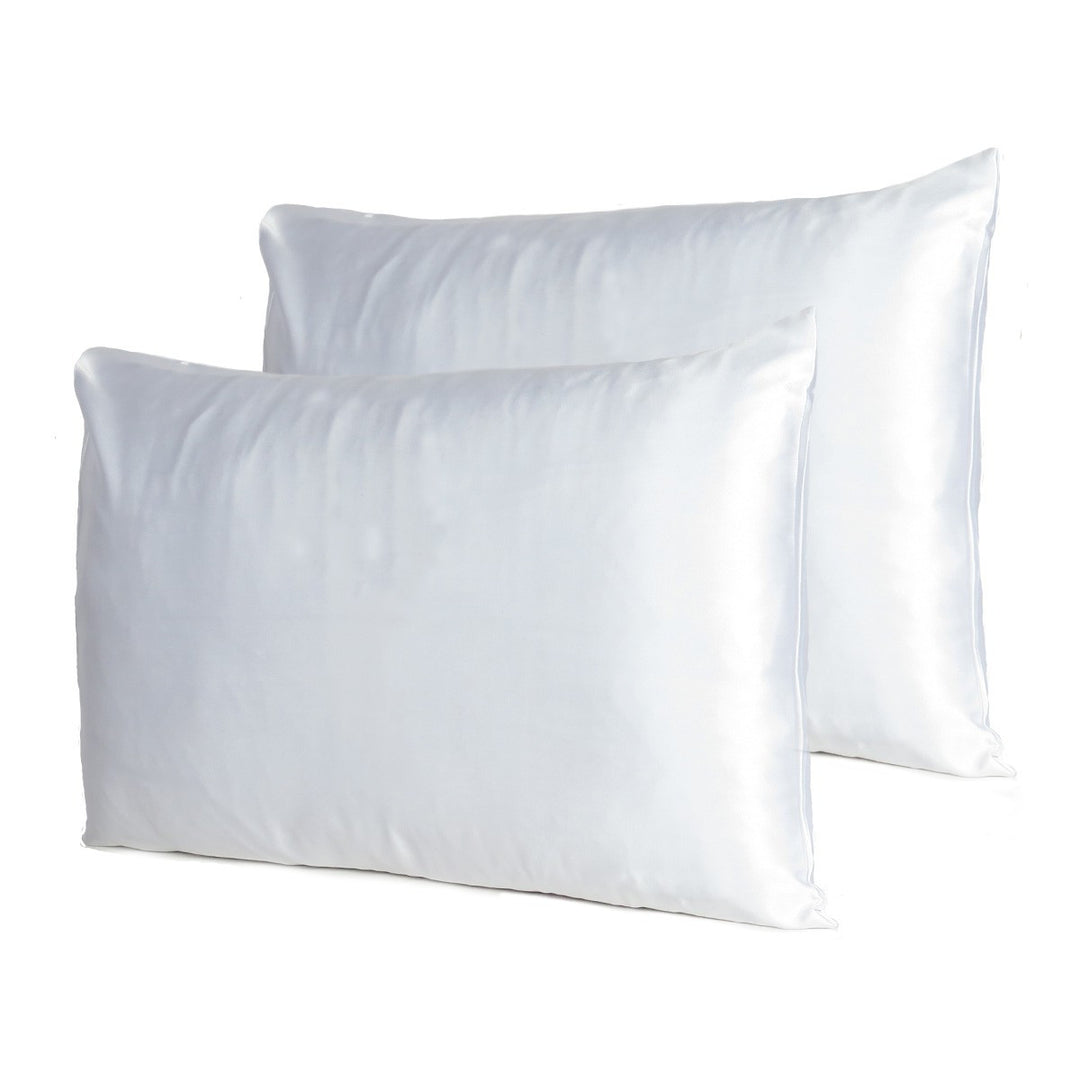 White Dreamy Set Of 2 Silky Satin Standard Pillowcases