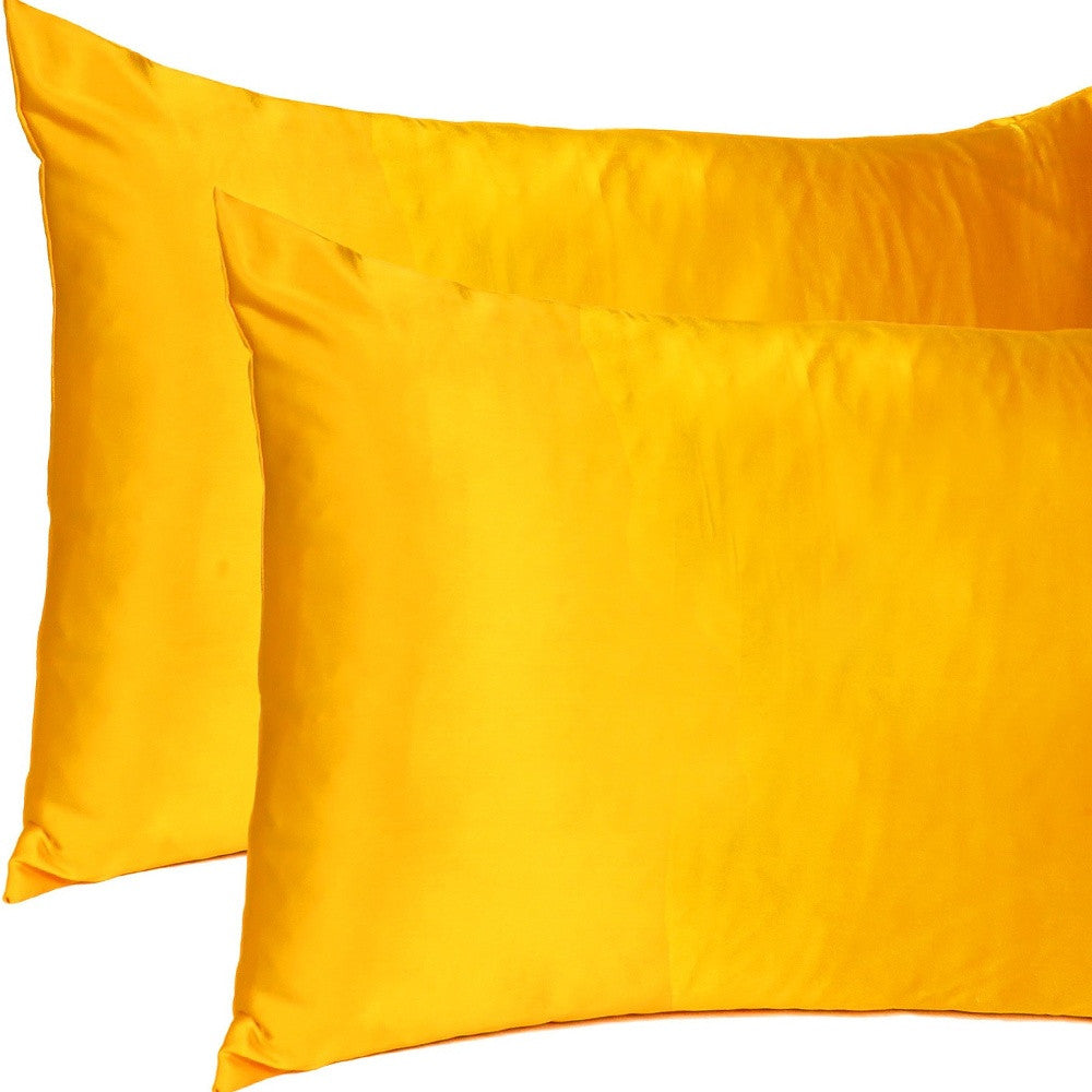 Goldenrod Dreamy Set Of 2 Silky Satin Standard Pillowcases