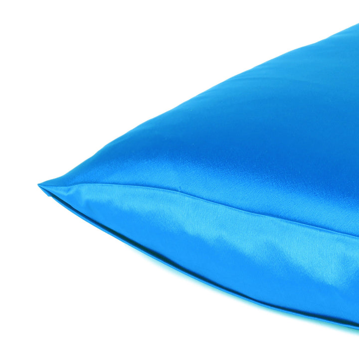 Blue Dreamy Set Of 2 Silky Satin Queen Pillowcases