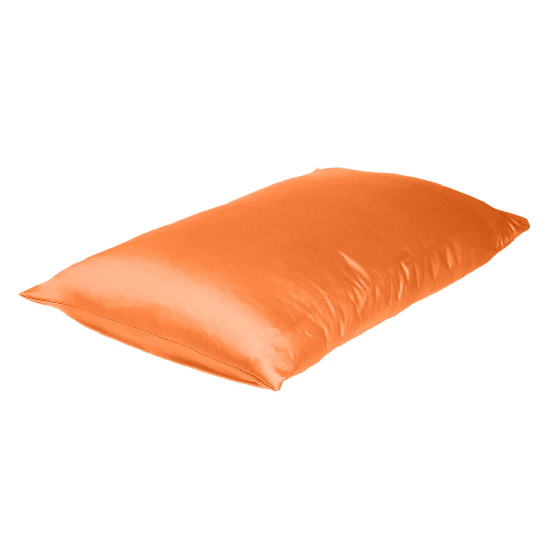 Orange Dreamy Set Of 2 Silky Satin Queen Pillowcases