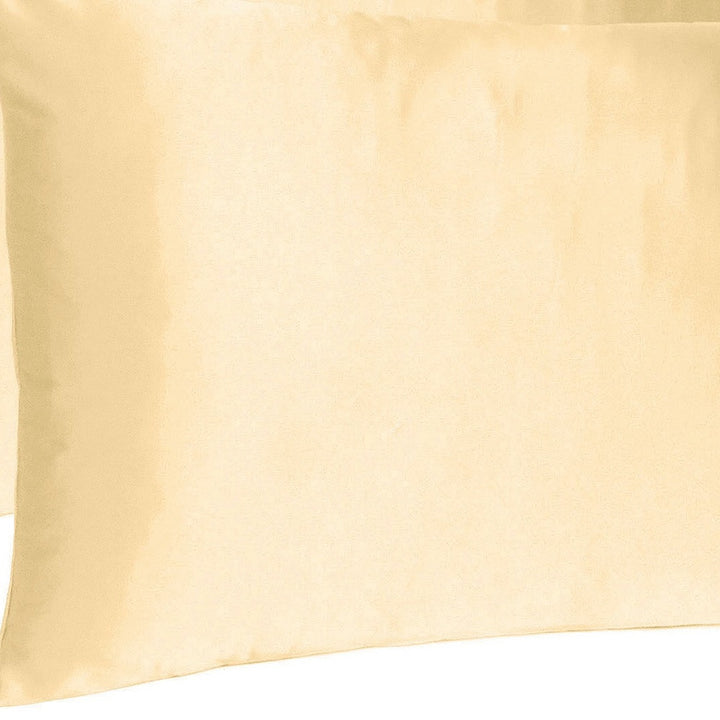 Pale Peach Dreamy Set Of 2 Silky Satin Queen Pillowcases