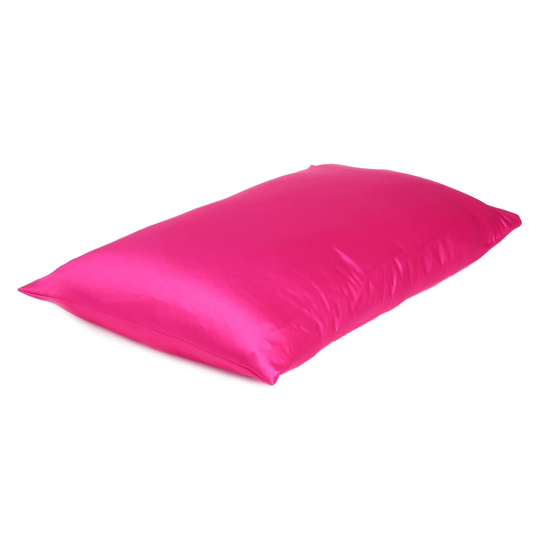 Fuchsia Dreamy Set Of 2 Silky Satin Queen Pillowcases