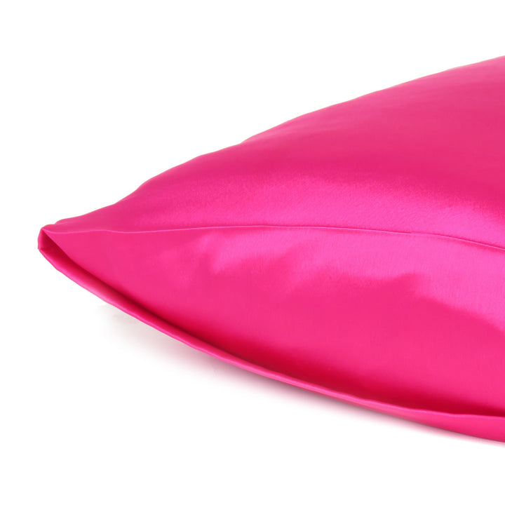 Fuchsia Dreamy Set Of 2 Silky Satin Queen Pillowcases