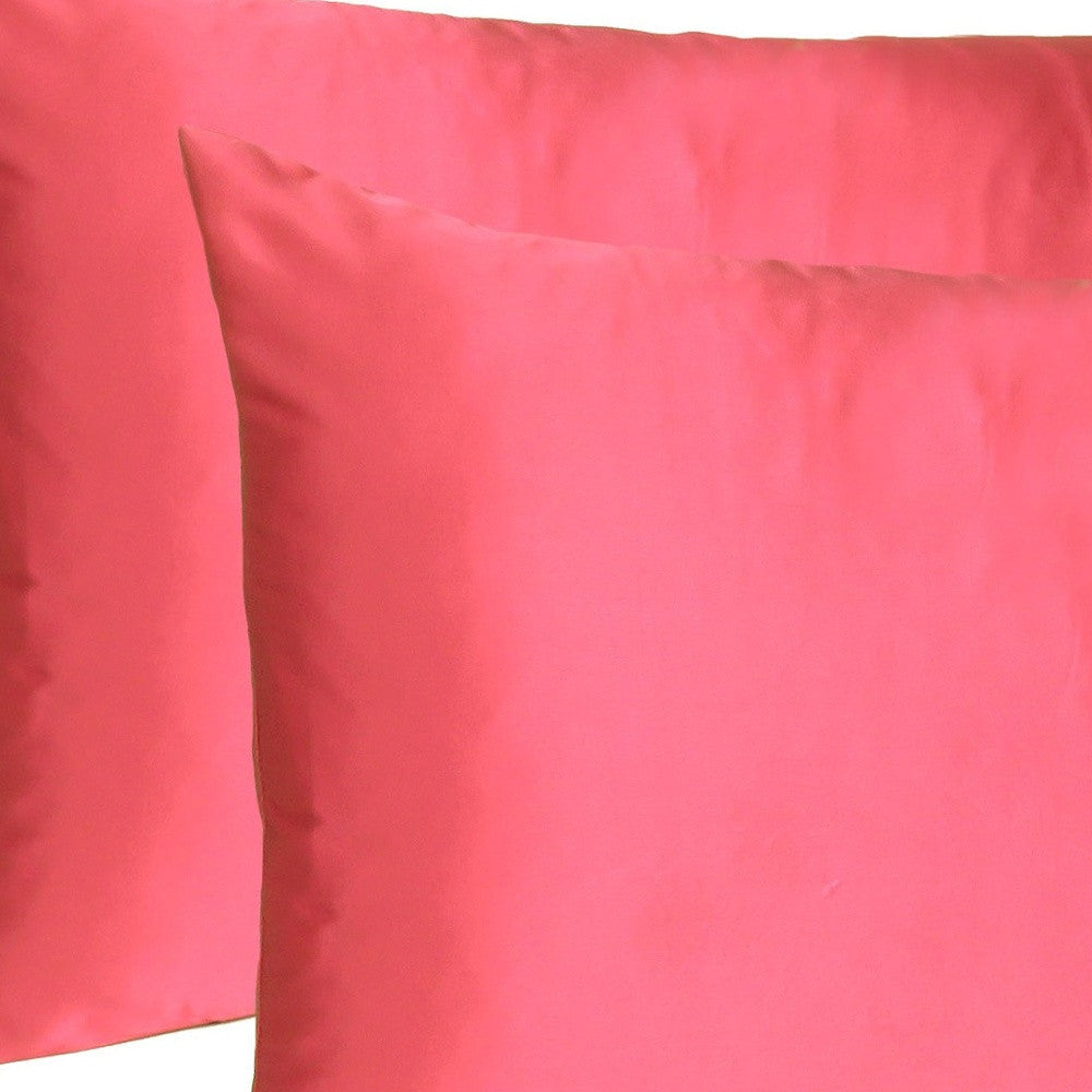 Poppy Red Dreamy Set Of 2 Silky Satin Queen Pillowcases