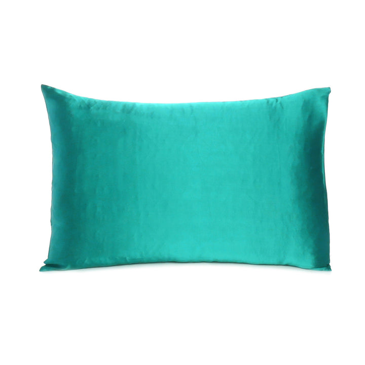 Teal Dreamy Set Of 2 Silky Satin Queen Pillowcases