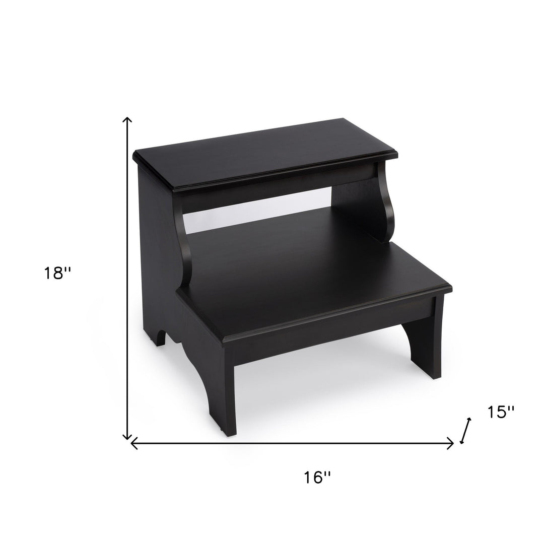 18" Dark Brown Wood Step Stool