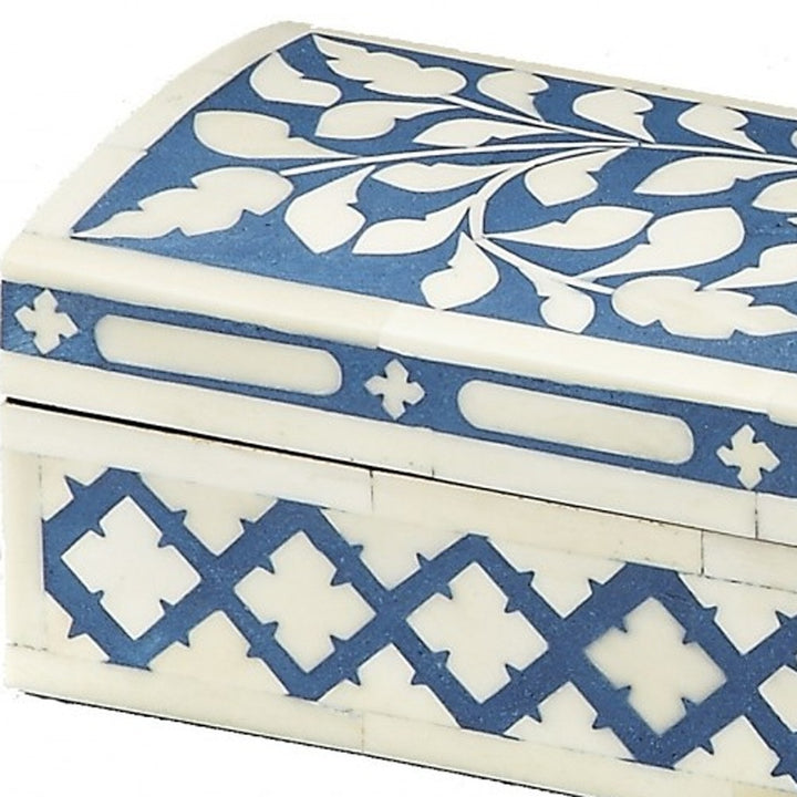 12" Ivory and Blue Bone Inlay Storage Box