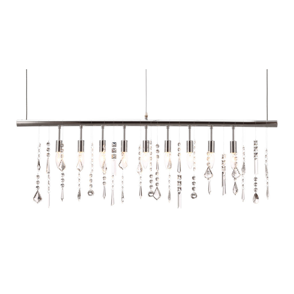 Silver Kitchen Island Nine Light Metal Dimmable Ceiling Light