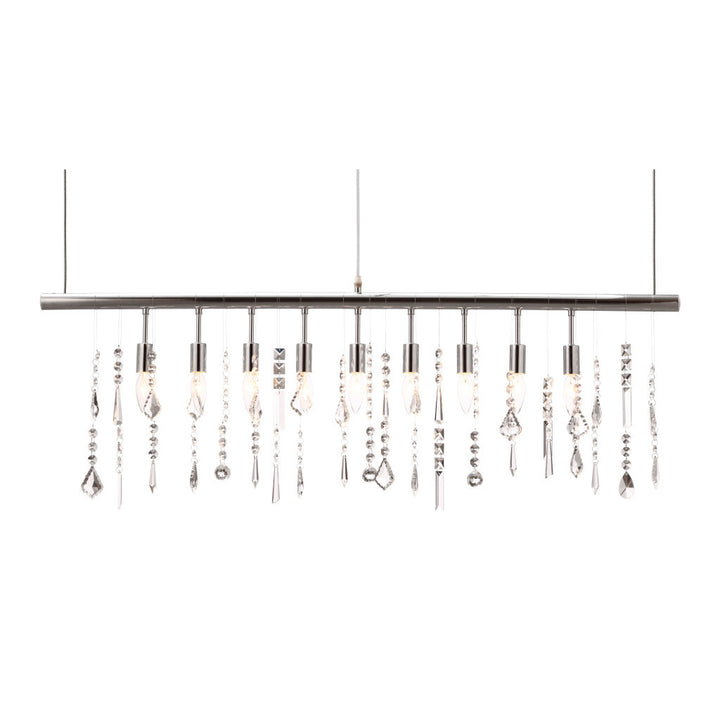 Silver Kitchen Island Nine Light Metal Dimmable Ceiling Light