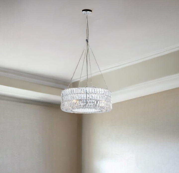 Silver Lantern Metal Chandelier With Silver Shades