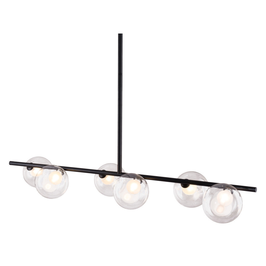 Black Kitchen Island Six Light Metal Ceiling Light