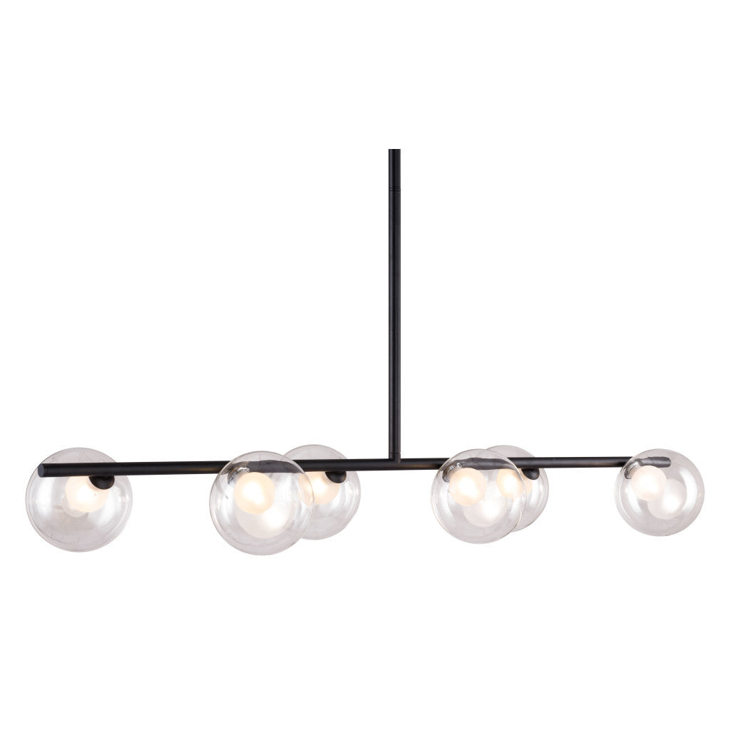 Black Kitchen Island Six Light Metal Ceiling Light