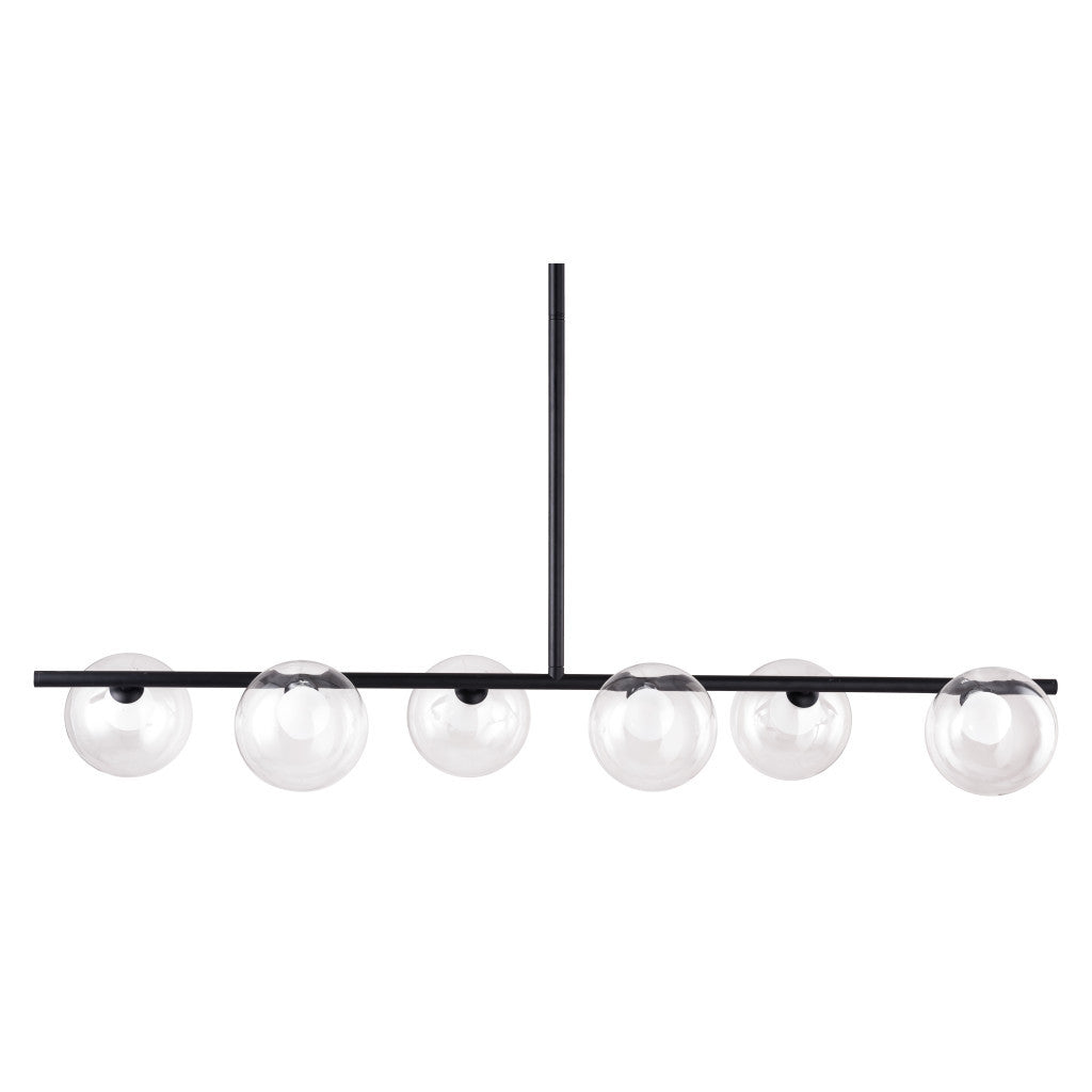 Black Kitchen Island Six Light Metal Ceiling Light