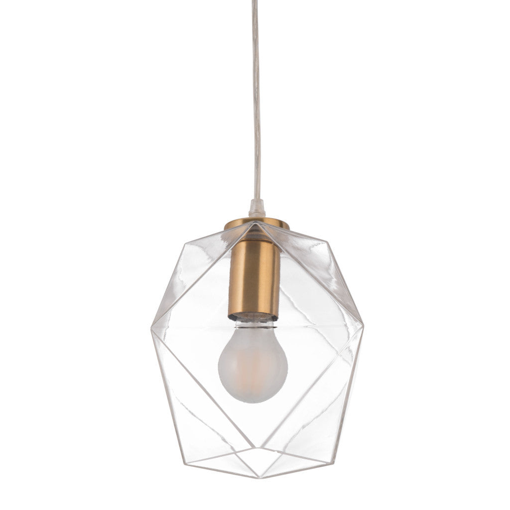 Gold Lantern Plastic Dimmable Ceiling Light With Clear Shades