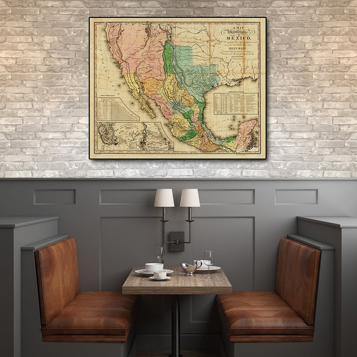 Vintage 1846 Map Of Mexico Unframed Print Wall Art