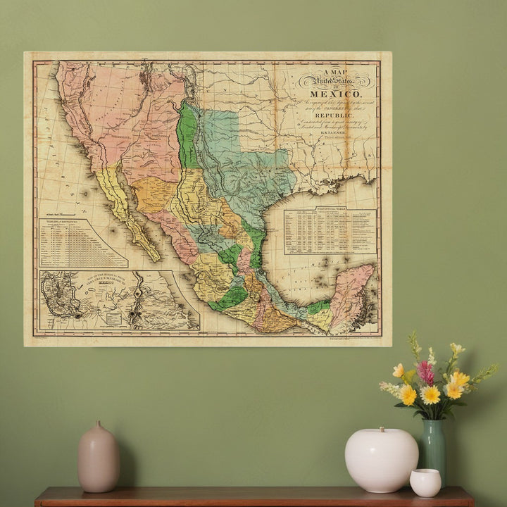 Vintage 1846 Map Of Mexico Unframed Print Wall Art