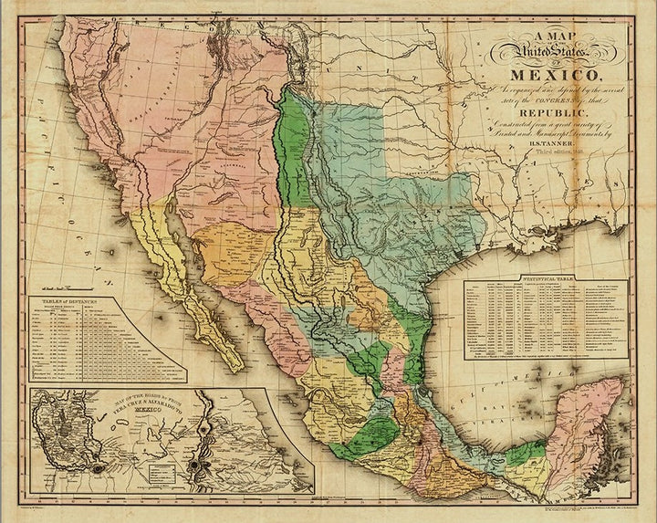 Vintage 1846 Map Of Mexico Unframed Print Wall Art