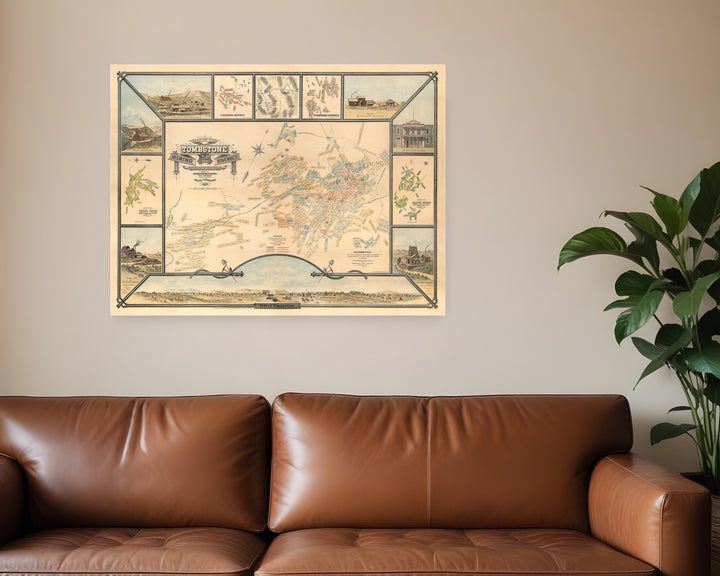 24" X 32" Map Of Tombstone Mining District Vintage Travel Poster Wall Art