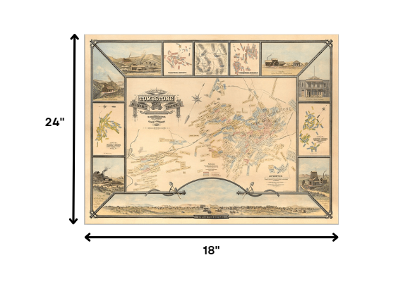 24" X 32" Map Of Tombstone Mining District Vintage Travel Poster Wall Art